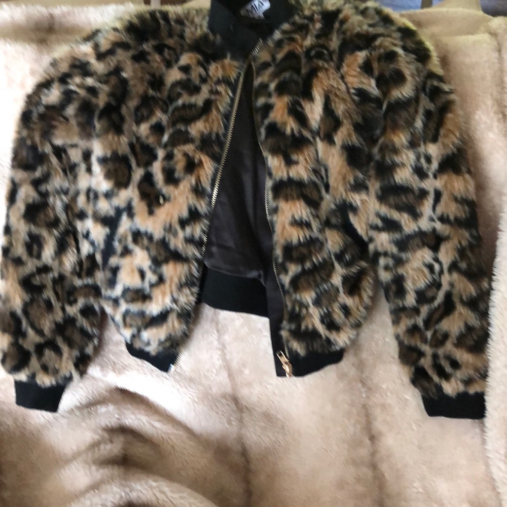 Little girls Mia New York Bomber Jacket Faux Fur